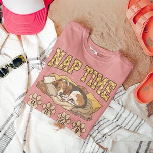 Nap Time Shirt, Cute Dog Sleeping Tee, Casual Graphic T-Shirt, Relaxing Puppy Design, Cozy Beachwear, Fun Pet Lover's Gift