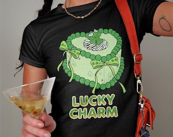Womens St Patricks Day Baby Tee Lucky Charm, St Patricks Tee Baby, St Patricks Baby Tee, Y2k St Patricks Day Lucky T-Shirts