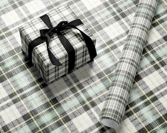 Grüne karierte Geschenkpapierrolle Tartan Geschenkverpackung Weihnachten hübsche Feiertagsverpackung Geschenkpapiere Festliche Weihnachtsgeschenkpapierrolle