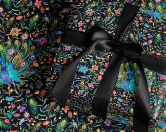 Pfau Geschenkpapierrolle Bunte Feder Geschenkverpackung Bunte Luxusverpackung Elegante Geburtstags-Feiertagsgeschenkverpackung für besondere Anlässe