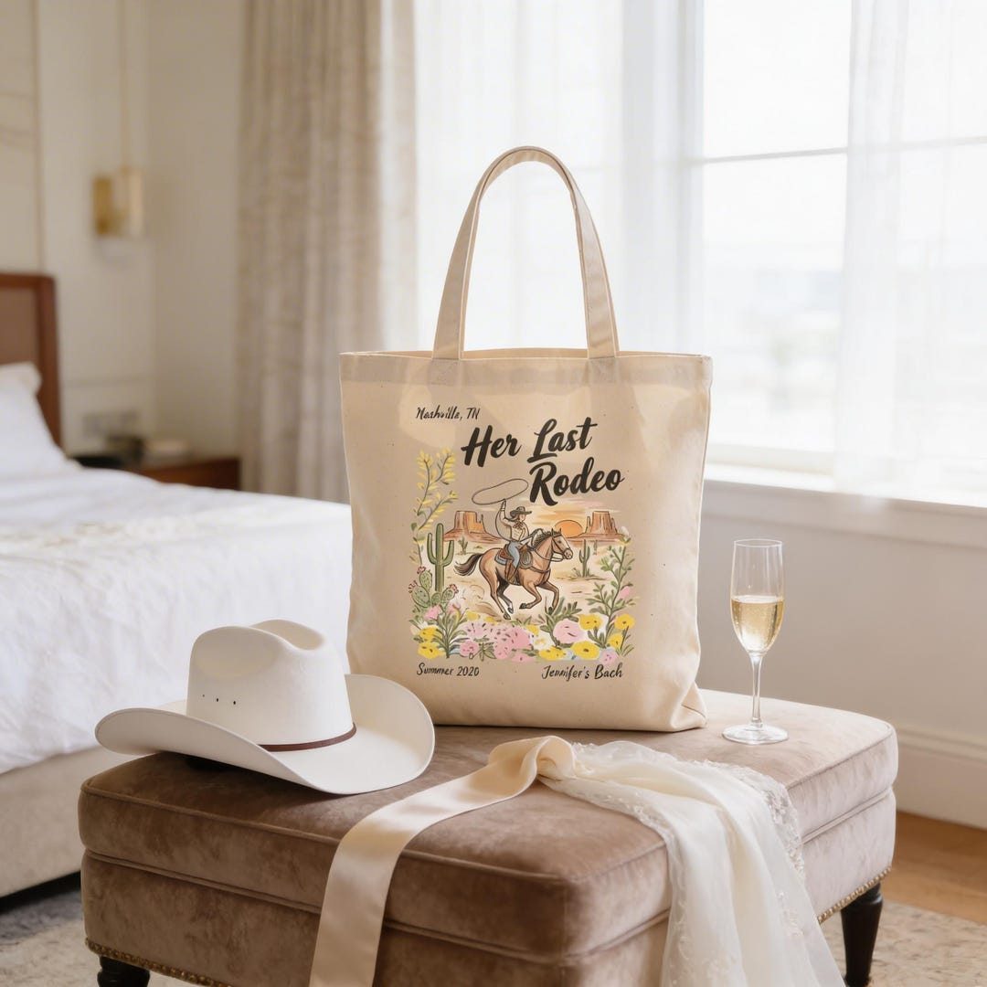 Last Rodeo Tote Bag Western Wedding Bridesmaid Bachelorette Bach Party ...