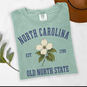 North Carolina Shirt Old North State Tee Outer Banks Beach Shirt Comfort Colors State Tee NC Vacation Shirt Travel Gift for Her State Flower image 5