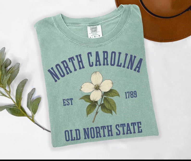 North Carolina Shirt Old North State Tee Outer Banks Beach Shirt Comfort Colors State Tee NC Vacation Shirt Travel Gift for Her State Flower image 5