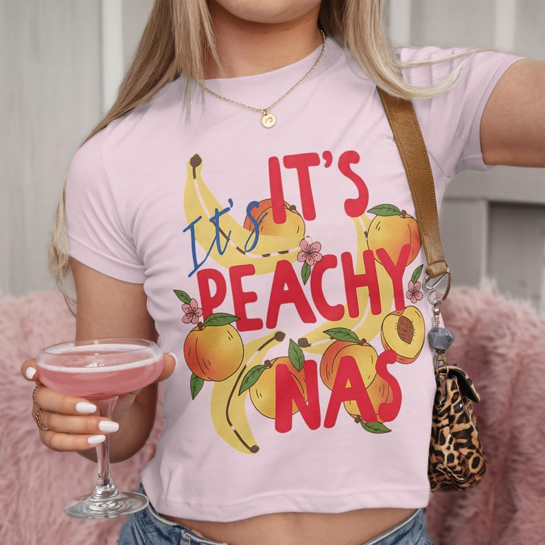 Cute Peachy Graphic T-Shirt, Summer Fruit Top, Trendy Women's Tee, Fun Graphic Tee, Casual Crop Top, Peach Shirt, Short Sleeve Tee