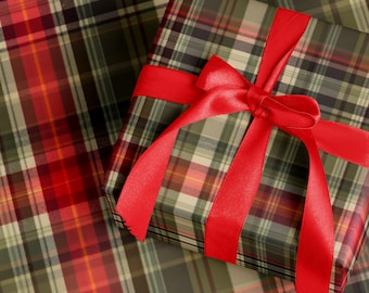 Papel de regalo a cuadros, rollo de papel de regalo a cuadros, papel de regalo navideño verde y rojo, papel de regalo festivo, rollos de papel de regalo navideño