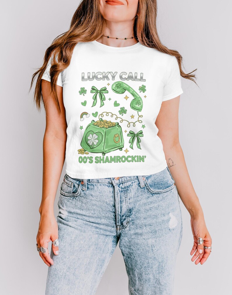 Lucky Call Graphic Tee, St Patricks Day T Shirt, Shamrockin OOTD, Cute Womens Top, Festival Outfit, Fun Irish Green Clothing