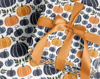 Pumpkin Autumn Gift Wrap Roll Fall Halloween Gift Wrap Papers Spooky Wrapping Paper Holiday Festive Gift Wrap Jack O Lantern