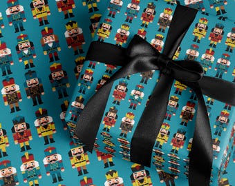 Nutcracker Ballet Xmas Wrapping Paper Roll Nutcracker Gift Wrap Black Nutcracker Festive Christmas Present Holiday Gift Wrapping