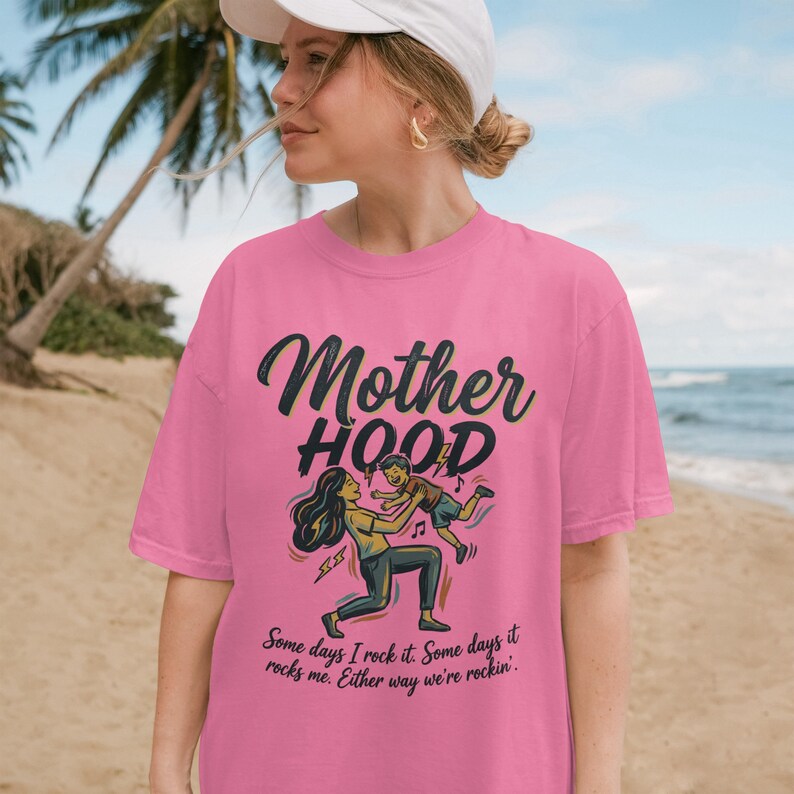 Motherhood T-Shirt, Funny Mom Shirt, Motherhood Rocks Tee, Cute Mama Graphic Tee, Beach Outfit, Mom Life Shirt, Gift for Moms