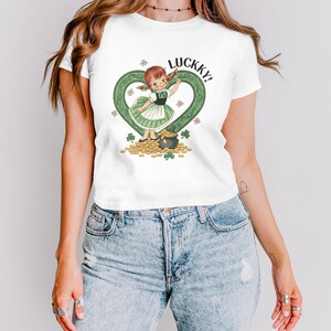 Lucky St Patrick's Day Shirt, Vintage Leprechaun Graphic Tee, Irish Holiday Clover Coin T-Shirt, Green Shamrock Luck Top