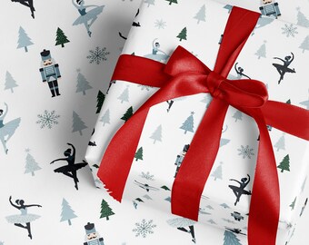 Nutcracker Ballet Xmas Wrapping Paper Roll Nutcracker Design Ballerina Holiday Gift Wrap Christmas Nutcracker Festive Gift Wrap