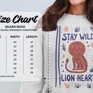 Stay Wild Lion Heart Sweatshirt, Graphic Lion Print, Inspirational Quote Sweatshirt, Crewneck Pullover, Gift for Animal Lovers