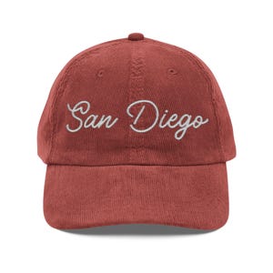 San Diego Black Corduroy Embroidered Hat California Dad Cap Adjustable Vintage Baseball Cap West Coast Gift for Him or Her