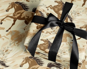 Horse Wrapping Paper Roll Western Cowboy Gift Wrap Equestrian Birthday Party Supplies Rustic Packaging for Horse Lover Gifts