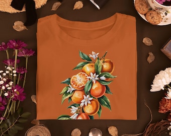 Orange Fruit Shirt Comfort Colors Graphic Tee Garden Citrus Design Coquette Farmers Market Gift for Her Vegan Summer Aesthetic