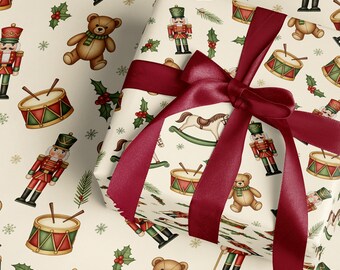 Nutcracker Ballet Xmas Wrapping Paper Roll Nutcracker Christmas Ballerina Gift Wrap Classic Christmas Holiday Gift Wrapping Paper