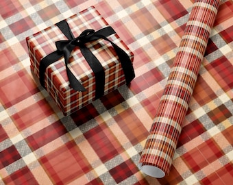Papel de regalo a cuadros, rollo de papel de regalo a cuadros, papel de regalo navideño, papel de regalo festivo retro, rollos de papel de regalo navideño