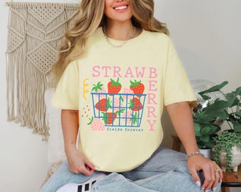 Strawberry Shirt Comfort Colors Summer Tee Cottagecore Shirt Farmers Market Top Fruit Tee Garden Tshirt Vegan Shirt Gift For Her Cute