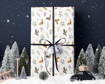 Christmas Gift Wrap Holiday Wrapping Paper Roll Xmas Decoration Green Retro Gift Wrap Cute Christmas Wrapping Paper Holiday Gift Wrap