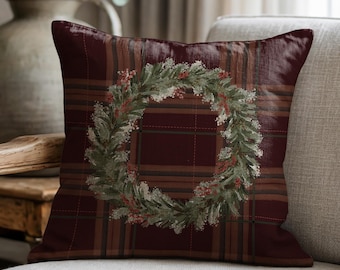 Holiday Pillow Christmas Pillowcase Tartan Pillow Plaid Pillow Decorative Pillow Throw Pillow Christmas Decor Holiday Decor Housewarming
