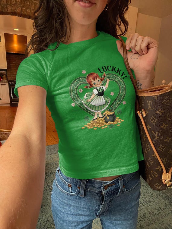 Womens St Patricks Day Baby Tee St Patricks Tee Baby St Patricks Day Lucky Tshirts Y2k St Patricks Day St Patricks Day Green Tshirts