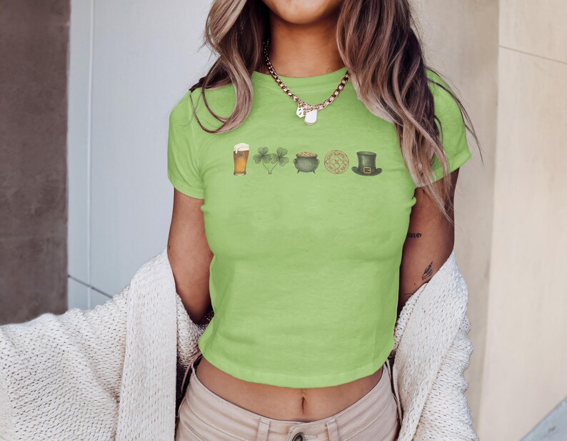St Patricks Day Crop Top, Cute St Paddys Day T Shirt, Green Shamrock Tee, Irish Festival Apparel, Fun Holiday Clothing