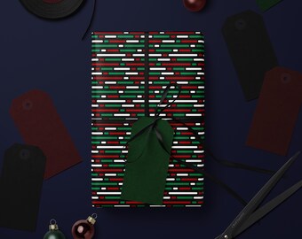 Modern Christmas Wrapping Paper Roll Red Green Black White Festive Holiday Gift Wrap Sheets Luxury Santa Packaging Pretty Cute Xmas Paper