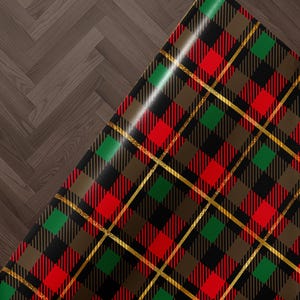 a close-up view of a checkered pattern with a wooden floor in the background.