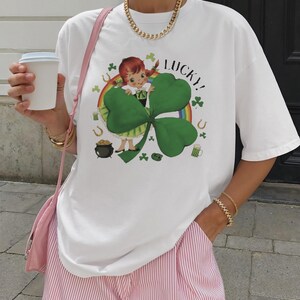 Women's Lucky T-Shirt, Saint Patrick's Day Shamrock Graphic Tee, St. Patrick's Day Fun, Casual Holiday Shirt, Lucky Clover Top