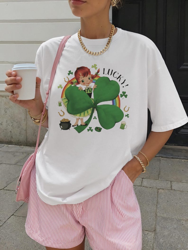 Women's Lucky T-Shirt, Saint Patrick's Day Shamrock Graphic Tee, St. Patrick's Day Fun, Casual Holiday Shirt, Lucky Clover Top