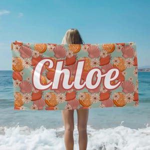 Personalized Beach Towel Custom Name Gift for Her Bride Bridesmaid Vacation Pool Wedding Bachelorette Towel Best Birthday Gift girls trip