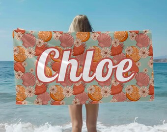 Toalha de praia personalizada com nome, presente ideal para noiva, madrinha, férias, piscina, casamento, despedida de solteira, melhor presente de aniversário para viagem entre amigas.