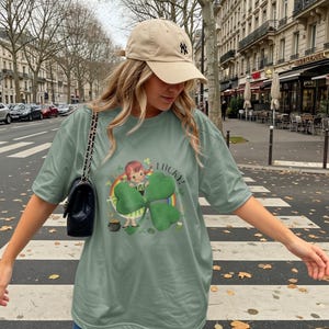 Lucky Clover Graphic Tee, Vintage Retro Clover T-Shirt, Cute Lucky Charm Shirt, Saint Patrick's Day Apparel, Best Gift for Her