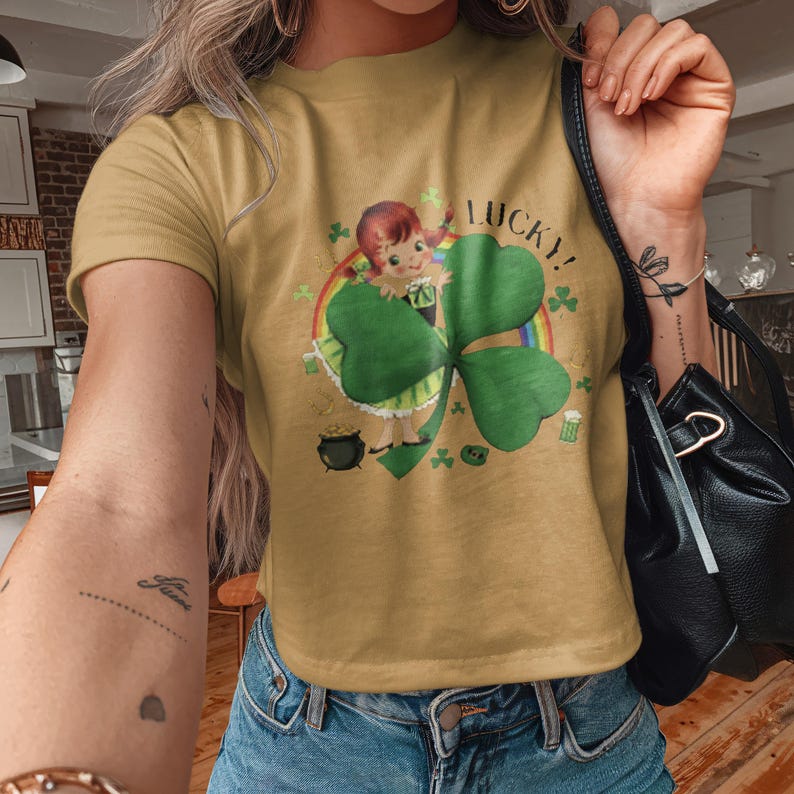 Vintage Lucky Clover Leprechaun Shirt, Retro St. Patrick's Day Tee, Irish Symbol Shirt, Luck of the Irish T-Shirt