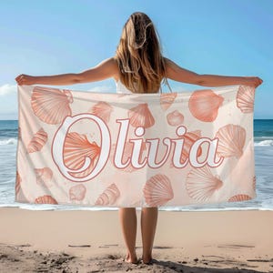 Custom Beach Towel Personalized Name Towel for Bridesmaids Bachelorette Honeymoon, and Girls Trip Gift Vacation Gift Pool Parties Towels