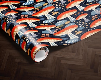 Mushroom Wrapping Paper Roll Cottagecore Gift Wrap Funny Holiday Forest Fungi Decor Woodland Christmas Paper for Dark Academia Vibes