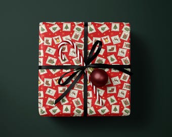 Niedliche Stempel Weihnachtsgeschenkpapier Rolle Weihnachten Geschenke Geschenkpapiere Urlaub Verpackung Nikolaus Geschenkpapier Weihnachten Geschenkpapier