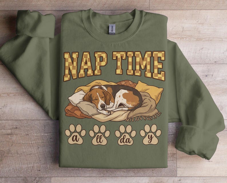 Nap Time Sweatshirt, All Day Dog Lover Gift, Cozy Pet Puppy Print, Cute Animal Nap Shirt, Sleeping Dog Graphic, Dog Mom Pullover