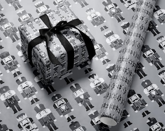 Nutcracker Ballet Xmas Wrapping Paper Black Nutcracker Gift Wrap Roll Nutcracker Christmas Holiday Gift Wrap Christmas Present Decor