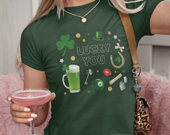 Lucky You Shamrock Baby Tee St Patricks Day Crop Top Y2K Irish Celebration Green Shirt Cute Festival Outfit Gift