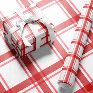 Classic Red Plaid Wrapping Paper Roll Tartan Christmas Gift Wrap Sheets Festive Holiday Packaging Retro Pretty Luxury Xmas Wrapping Paper