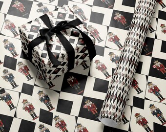 Nutcracker Ballet Xmas Wrapping Paper Roll Black Nutcracker Festive Gift Wrap Nutcracker Christmas Nutcracker Theme Holiday Gift Wrapping