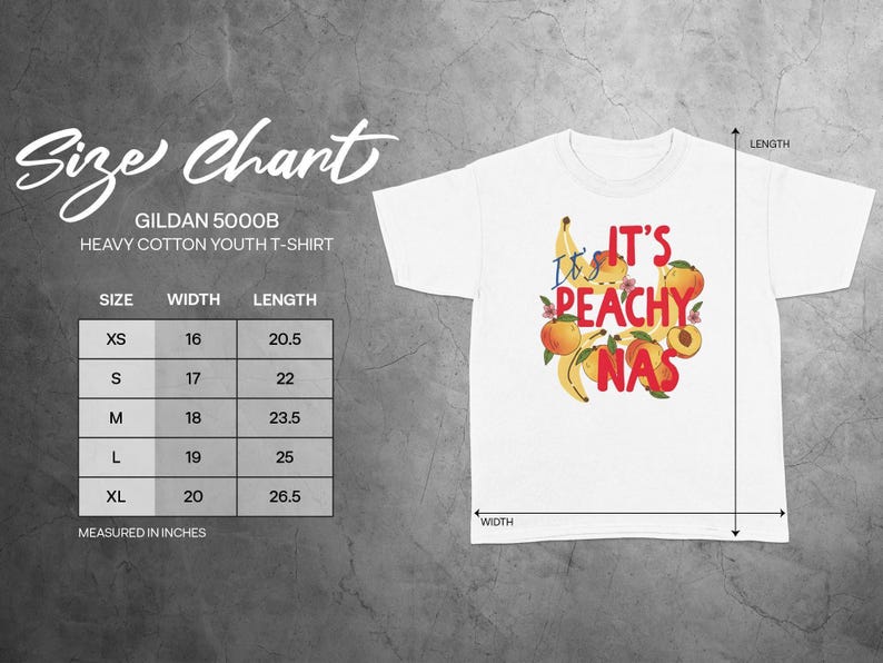 Youth T-shirt It's Peachy Kids Graphic Tee Cute Summer Shirt, Fun Fruit Design Children's Clothing, Casual and Comfortable