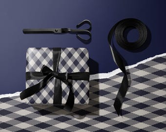 Rollo de papel de regalo navideño a cuadros, bonito papel de regalo retro para fiestas, divertido papel de regalo festivo, rollos de papel gris navideño de lujo