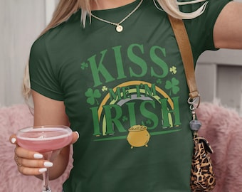 Kiss Me Im Irish T-Shirt, St Patricks Day Shirt Girl, Cute St Patricks Day Shirts, St Patricks Day Style Tshirt, St Patricks T-Shirt