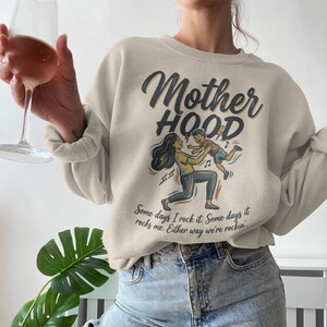 Motherhood graphic sweatshirt, Vintage style mom life pullover, Cute casual mom gift, Fun mothers day clothing, Cozy mom crewneck