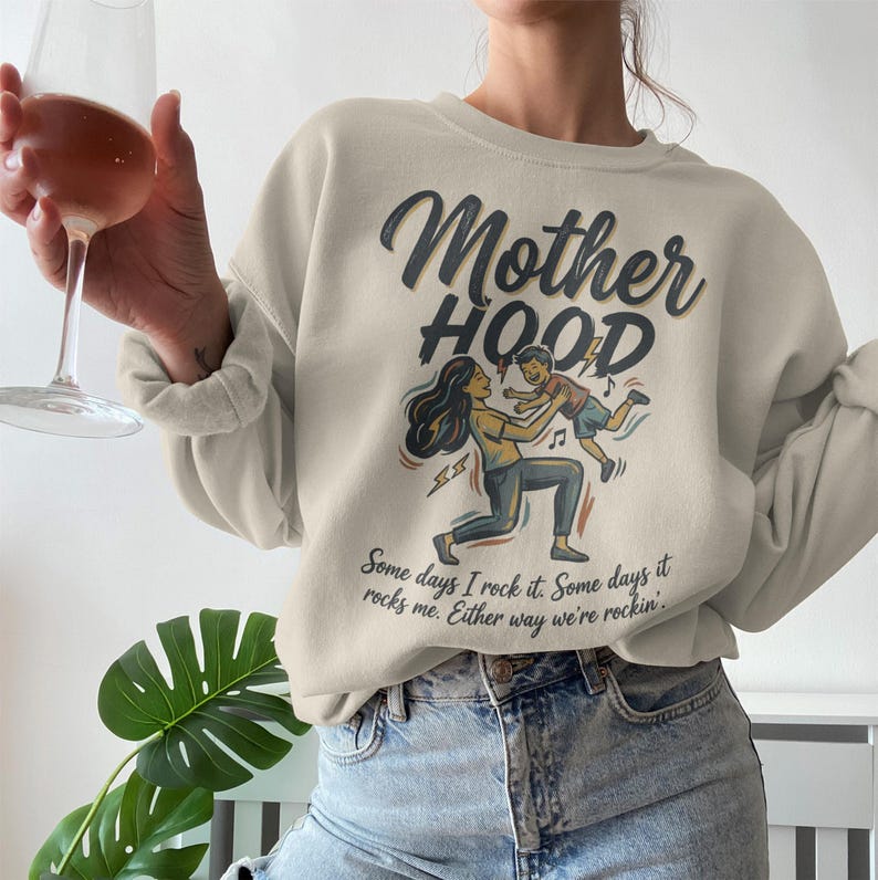 Motherhood graphic sweatshirt, Vintage style mom life pullover, Cute casual mom gift, Fun mothers day clothing, Cozy mom crewneck