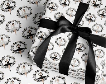 Nutcracker Ballet Xmas Wrapping Paper Black Ballerina Gift Wrap Roll Nutcracker Theme Holiday Wrapping Christmas Present Decor