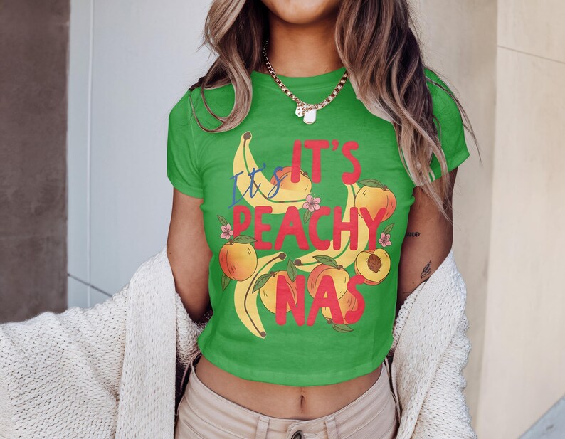Its Peachy Bananas Shirt, Funny Fruit Graphic Tee, Women's Summer Top, Cute Peach Banana Print, Casual Short Sleeve Tshirt