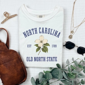 North Carolina Shirt Old North State Tee Outer Banks Beach Shirt Comfort Colors State Tee NC Vacation Shirt Travel Gift for Her State Flower image 2